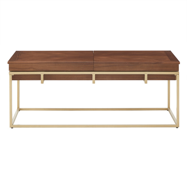 Homelegance By Top-Line Piper Square Coffee Table with Metal Base Natural Metal