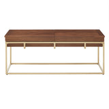 Homelegance By Top-Line Piper Square Coffee Table with Metal Base Natural Metal