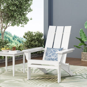 English Elm Zuma Solid Acacia Foldable Adirondack Chair Rustic Outdoor Lounger for Deck or Patio White 68319.00WHI