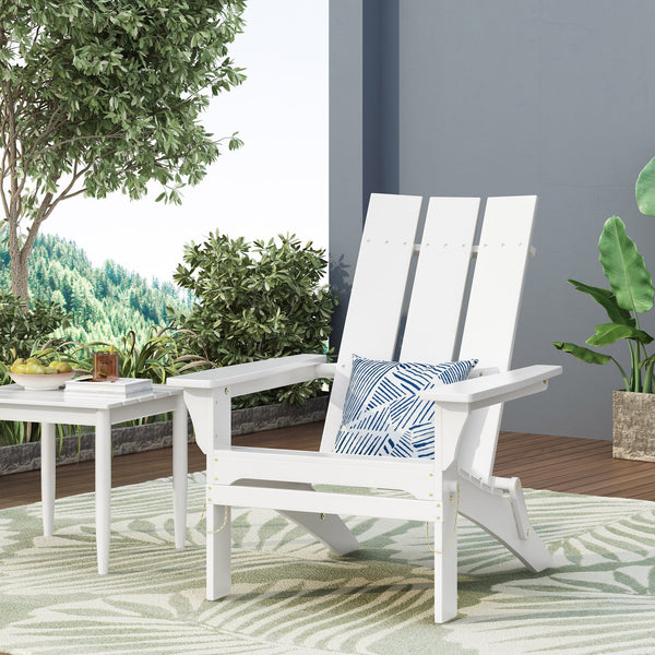English Elm Zuma Solid Acacia Foldable Adirondack Chair Rustic Outdoor Lounger for Deck or Patio White 68319.00WHI