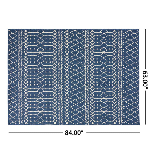English Elm Christopher Knight Home® - 5'3"x7' Rug - Blue Polypropylene Area Rug, 100% Durable Low-Pile 4mm Handcrafted Accent for Living Room 72346.00