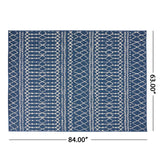 Christopher Knight Home® - Noble House - Currie 5'3" X 7' Indoor/Outdoor Area Rug, Blue and Ivory