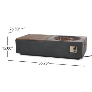 English Elm Outdoor Concrete Propane Fire Pit Table 50000 Btu Patio Coffee Dark Gray 74005.00DGRY-50K