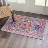 Nourison Passion PSN20 Machine Made Power-loomed Floral Border Indoor Only Bohemian  Rug Light Grey,Pink, Grey and Pink 100% Polypropylene 99446486714