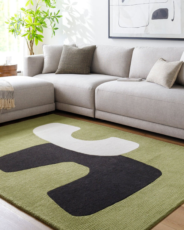 Livabliss Rossi Hand Tufted Wool Area Rug Plush Medium Pile Accent for Entryway or Bedroom Olive Green, Ch 9' x 12' JWRS2303-912