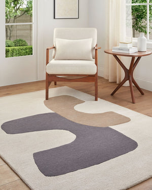 Livabliss Rossi Hand-tufted Wool Area Rug Plush Medium Pile Craft for Entryway or Bedroom Ivory, Charcoal 8' x 10' JWRS2304-810