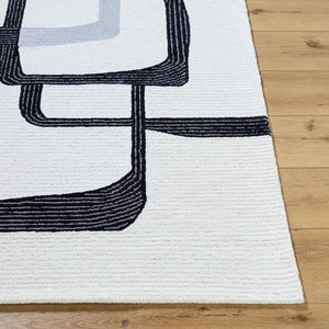Livabliss Rossi Hand Tufted Wool Accent Rug Artisan Crafted for Entryway Bathroom or Bedroom Ivory, Charcoal 9' x 12' JWRS2306-912
