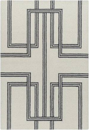Livabliss Rossi Hand Tufted Wool Accent Rug Artisan Crafted for Entryway or Bedside Decor Ivory, Charcoal 5' x 7'6" JWRS2307-576
