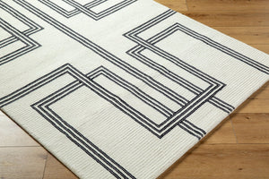 Livabliss Rossi Hand Tufted Wool Accent Rug Artisan Crafted for Entryway or Bedside Decor Ivory, Charcoal 5' x 7'6" JWRS2307-576