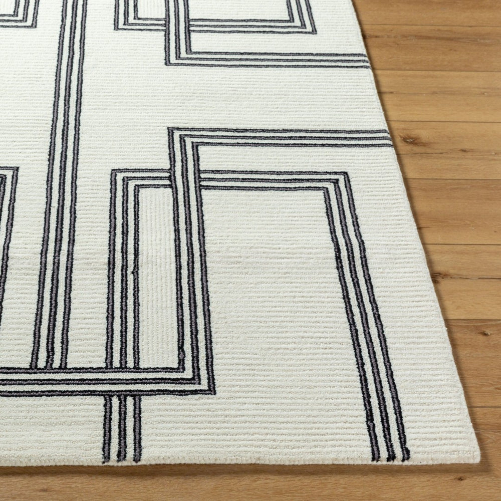 Livabliss Rossi Hand Tufted Wool Accent Rug Artisan Crafted for Entryway or Bedside Decor Ivory, Charcoal 5' x 7'6" JWRS2307-576
