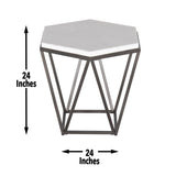 Steve Silver Corvus White Marble Top Hexagon End Table