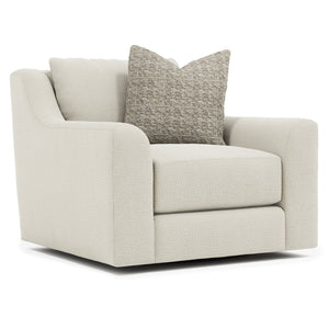 Bernhardt Bernhardt Gabi Bouclé Swivel Chair — Oversized Roll Arms, Deep Seat, 360° Smooth Base, Plush Throw Pillow (Made-To-Order) P7082SB