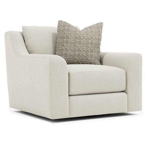 Bernhardt Bernhardt Gabi Bouclé Swivel Chair — Oversized Roll Arms, Deep Seat, 360° Smooth Base, Plush Throw Pillow (Made-To-Order) P7082SB