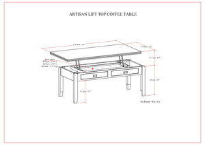 English Elm Artisan Lift Top Coffee Table - Rich Russet Brown With Hidden Storage For Living Room Elegance B136P158380