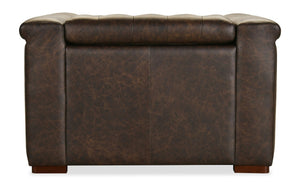 Hooker Furniture Savion Chesterfield Power Recliner In West Saddlewood Leather With Power Headrest, Nail Trim Finish SS435-PH1-089