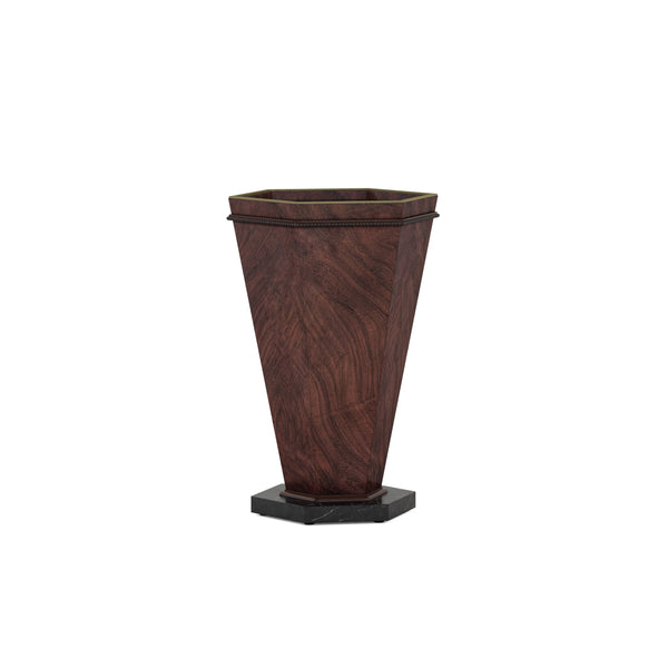 A.R.T. Furniture Revival Spot Table - Traditional Charm With Charcoal Marble Top & Aged Brass Trim For Elegant Spaces Brown Rubberwood Solids,Quarter Mahogany Veneer,Resin,Metal,Stone 328309-1730