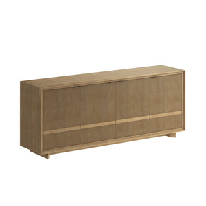 A.R.T. Furniture Loft Entertainment Console - Classic Contemporary Design With Stylish Vertically Grooved Doors Brown Material(S), Poplar,Rubberwood,Figured Maple 335422-1911