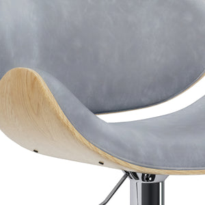 English Elm Marana Adjustable Swivel Bar Stool - Mid-Century Modern Design In Stone Grey & Light Brown Finish B136P158934