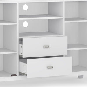 English Elm Artisan Tall Tv Media Stand - Handcrafted White Wood With Modern Design & Ample Storage Solutions B136P158412