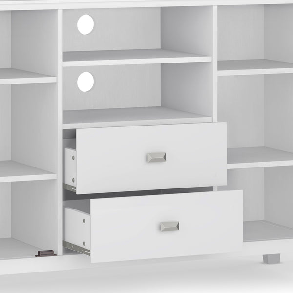 English Elm Artisan Tall Tv Media Stand - Handcrafted White Wood With Modern Design & Ample Storage Solutions B136P158412