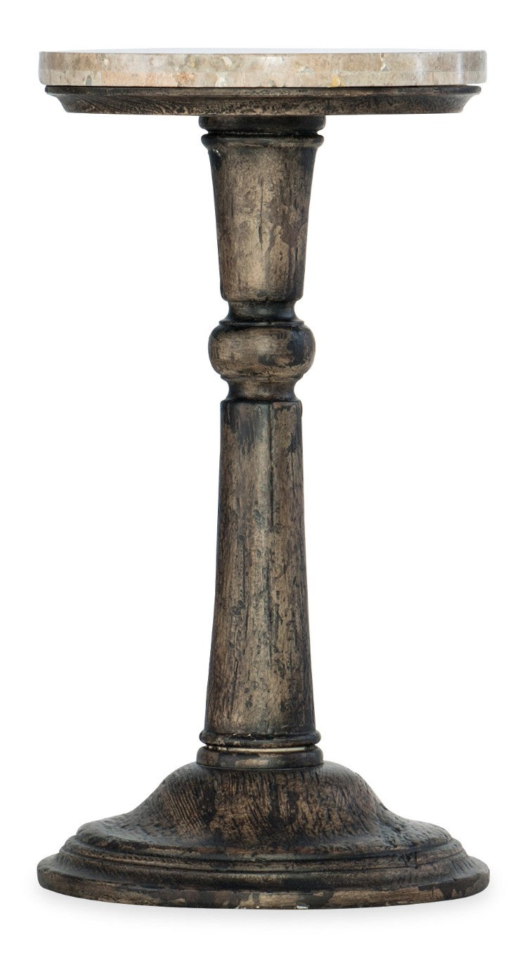 Hooker Furniture La Rabbs Prairie Martini Table - Compact Flemish-Finish Round Stone Top Side Table With Distressed Charm 6960-80117-87