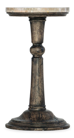 Hooker Furniture La Rabbs Prairie Martini Table - Compact Flemish-Finish Round Stone Top Side Table With Distressed Charm 6960-80117-87