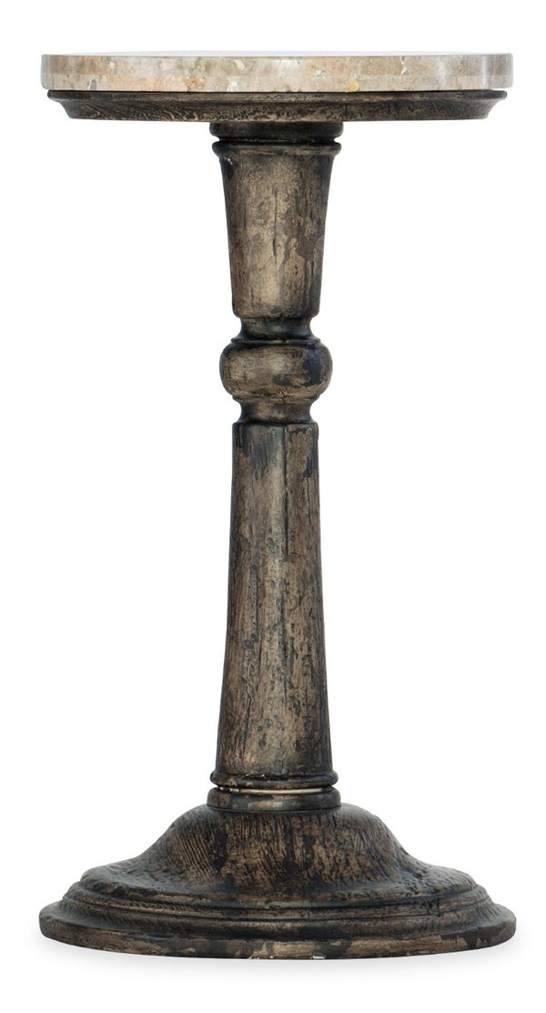 Hooker Furniture La Rabbs Prairie Martini Table - Compact Flemish-Finish Round Stone Top Side Table With Distressed Charm 6960-80117-87