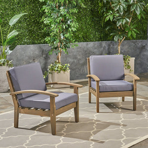 English Elm Christopher Knight Home® - Peyton Club Chair - Durable Acacia Wood Frame With Water-Resistant Cushions For Ultimate Outdoor Comfort 57973.00GRY