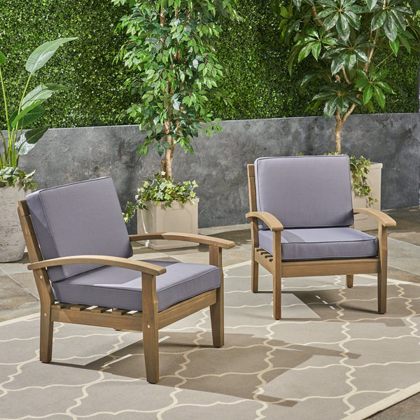 English Elm Christopher Knight Home® - Peyton Club Chair - Durable Acacia Wood Frame With Water-Resistant Cushions For Ultimate Outdoor Comfort 57973.00GRY
