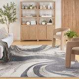 Nourison Astra Machine Washable ASW15 Machine Made Power-loomed Borderless Design Indoor Only Modern  Rug Ivory Grey, Ivory Grey 100% Polyester 99446977922