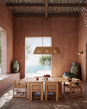 Currey & Company Barbary Oval Outdoor Chandelier - Handwoven Durable Wicker, Adjustable Height, Stylish Illumination Natural All,Weather Wicker ,Metal ,Glass 9500-0021-currey-company