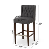 Christopher Knight Home® - Noble House - Bayliss Contemporary Wingback Fabric Barstools, Charcoal and Espresso - Set of 2