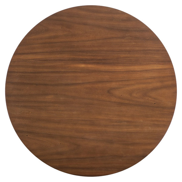 Bernhardt Bernhardt Brasea Suar Wood Round Coffee Table with Sculptural Steel Pedestal Base 394004