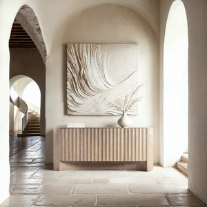 Bernhardt Bernhardt Loggia Entertainment Credenza In Aria Wire‑Brushed Oak — 80" Modern Fluted Scalloped Storage, Venting And Cable Management 345890