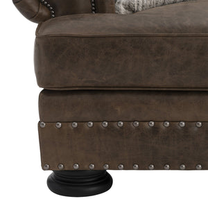 Bernhardt Bernhardt Foster Mocha Leather Chair — Generously Scaled Roll Arm Accent With Nailhead Trim, Luxurious Finish 5372LMO