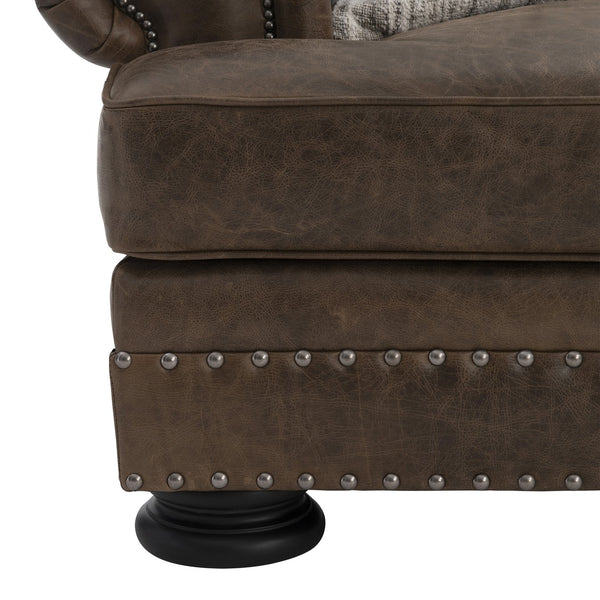 Bernhardt Bernhardt Foster Mocha Leather Chair — Generously Scaled Roll Arm Accent With Nailhead Trim, Luxurious Finish 5372LMO