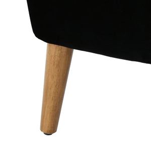 English Elm Chair Velvet Club Seat with Channel Stitching and Rubberwood Legs for Modern Interiors 61714.00BLK