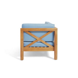 English Elm Brava Outdoor Acacia Corner Bench Set with Coffee Table for Patio Entertaining 57968.00BLU2