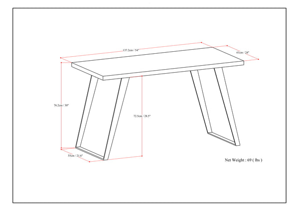 English Elm Lowry Flat Top Desk - Handcrafted Rustic Acacia Wood With Metal Legs For Home Office & More B136P158885