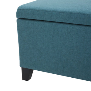 English Elm Ottoman Bench Seat with Lift Top Hidden Storage Polyester Upholstered Entryway Piece Teal 60159.00DTE