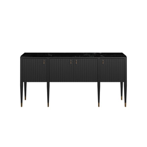 A.R.T. Furniture Eave New Traditional Sideboard In Ebony Black With Gold Tassel Pulls & Black Marble Top Elegance Black Material(S), Poplar And Parawood Solids,Black Marquine Marble 336251-1818