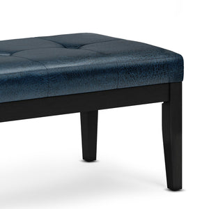 English Elm Lacey Tufted Ottoman Bench - Distressed Dark Blue Vegan Leather For Stylish Home Seating & Decor B136P159208