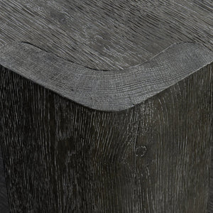 Bernhardt Bernhardt Boyle Side Table In Porcini Wire-Brushed Oak — Sculptural Grain, Open Base & Lower Shelf 565125