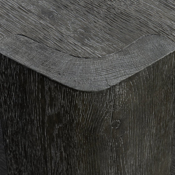 Bernhardt Bernhardt Boyle Side Table In Porcini Wire-Brushed Oak — Sculptural Grain, Open Base & Lower Shelf 565125