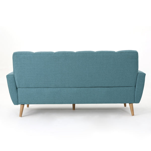 English Elm Christopher Knight Home® - Sunnydale Mid-Century 71.3" Flared Arm Sofa in Blue Fabric with Tufted Button Back & Rubberwood Legs 60849.00BLU
