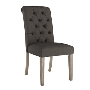 Homelegance By Top-Line Dafne Tufted Rolled Back Parsons Chairs (Set of 2) Grey Rubberwood