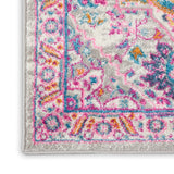 Nourison Passion PSN20 Machine Made Power-loomed Floral Border Indoor Only Bohemian  Rug Light Grey,Pink, Grey and Pink 100% Polypropylene 99446486721