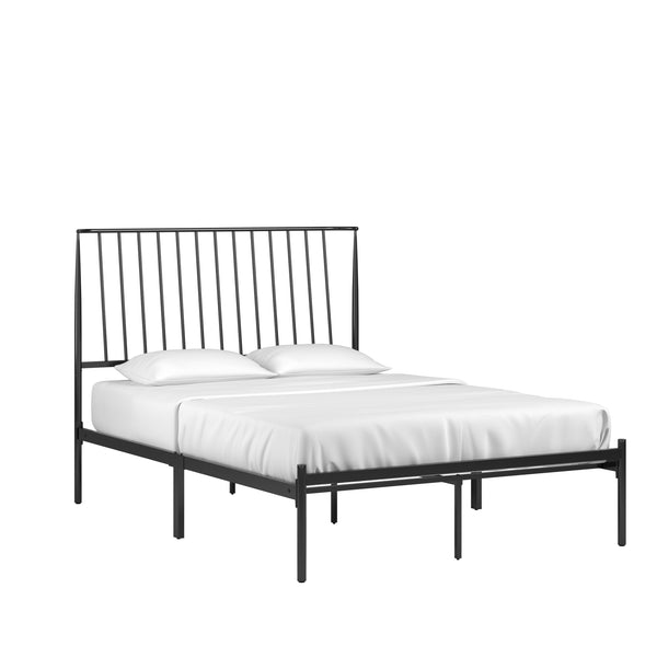 Homelegance By Top-Line Dante Metal Platform Bed with Curved Metal Headboard Black Metal