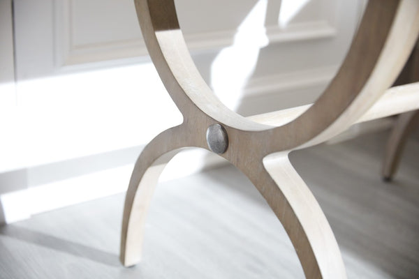 Hooker Furniture Affinity Leg Nightstand With Greige Wire-Brushed Oak, Rounded X-Motif Legs, Pewter Pull, 18X28x29" 6050-90015-GRY