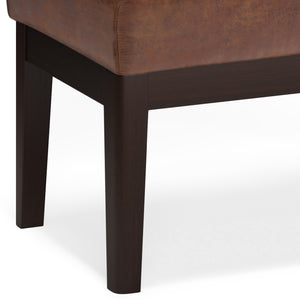 English Elm Carlson Small Ottoman Bench In Distressed Saddle Brown - Stylish Mid-Century Design For Any Room B136P159237